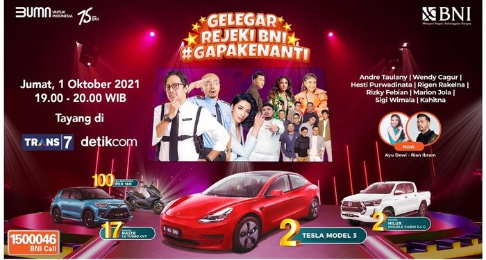 Apresiasi Nasabah, BNI Gelar Undian Berhadiah Mobil Tesla