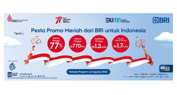 HUT RI Ke-77, BRI Gelar Promo Diskon-Cashback hingga Rp 1,3 Juta